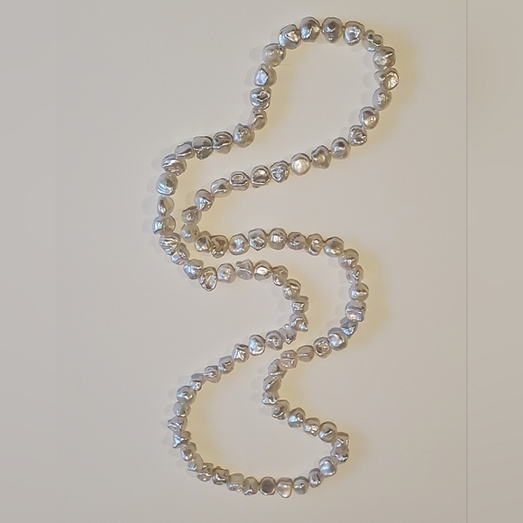 Baroque White Freshwater Pearl Opera Length Necklace - Picture 8 of 8